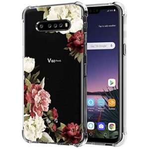 Zoeirc Case for LG V60 ThinQ 5G Case/LG V60/LM-V600 Clear Case for Girls Women, Soft TPU Shockproof Protective Transparent Case Cover for LG V60 (Blossom Flower)