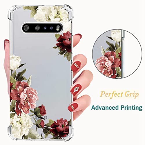 Zoeirc Case for LG V60 ThinQ 5G Case/LG V60/LM-V600 Clear Case for Girls Women, Soft TPU Shockproof Protective Transparent Case Cover for LG V60 (Blossom Flower)