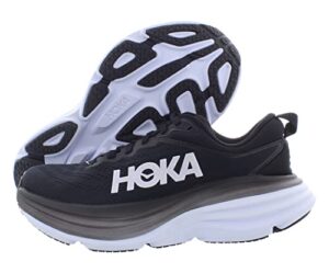 hoka one one bondi 8 womens shoes size 7, color: black/white