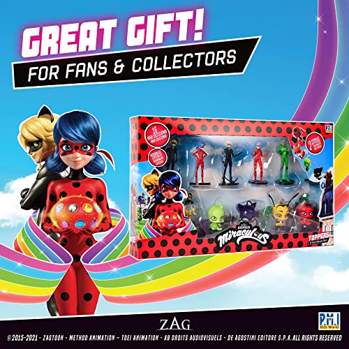 P.M.I. Miraculous Ladybug Designs Topeez | 12 Miraculous Ladybug Topeez Out of 16 Designs in 1 Pack | 6 Topeez and 2 Rare Hidden Mystery Topeez (Assortment A)