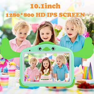 Tablet for Kids 10 inch Kids Tablet 2GB 32GB Android 11 Kids Tablet PC with Kid-Proof Case 1280 * 800 HD Display, Toddler Tablet with Parental Control, Dual Camera, WiFi（Green）