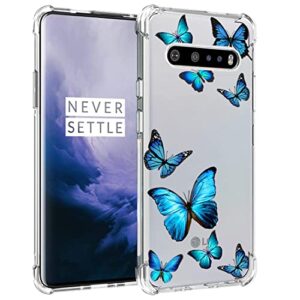 tothedu phone case for lg v60 thinq 5g case/lg v60/lm-v600 case for girls, clear slim shockproof pattern soft flexible tpu back phone protective cover cases for lg v60 thinq (butterfly)