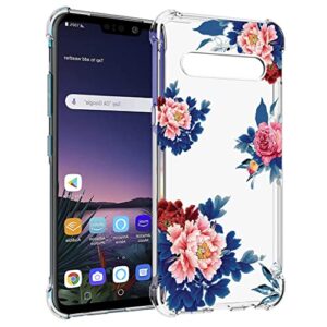 Tothedu Phone Case for LG V60 ThinQ 5G Case/LG V60/LM-V600 Case for Girls, Clear Slim Shockproof Pattern Soft Flexible TPU Back Phone Protective Cover Cases for LG V60 ThinQ (Blue Flower)