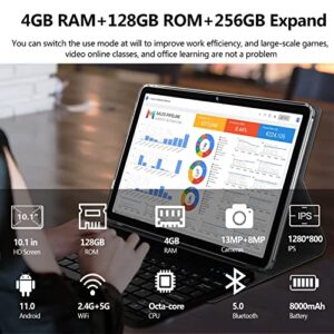 2023 Newest 2 in 1 Tablet 128GB Storage+1TB Expand 10 inch Tablets, 2.4G&5G WIFI Tablet PC, Android Tablet with Keyboard, Octa Core, HD Touchscreen,13MP Dual Camera, GMS Tablet with Case Mouse (Gray)