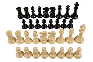 4x quadruple weighted chess pieces only by chess geeks - tournament classic staunton - super heavy weighted pieces - 32 pieces + 2 extra queens - weight 3.7lb - king 4.2" tall - best chess set ever