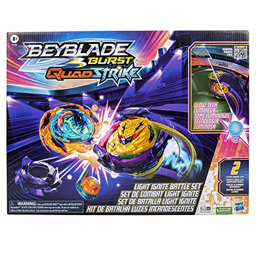 Beyblade Burst QuadStrike Light Ignite Battle Set, with Beyblade Stadium, 2 Spinning Tops, and 2 Beyblade Launchers, Toys for 8 Year Old Boys & Girls & Up (Amazon Exclusive)