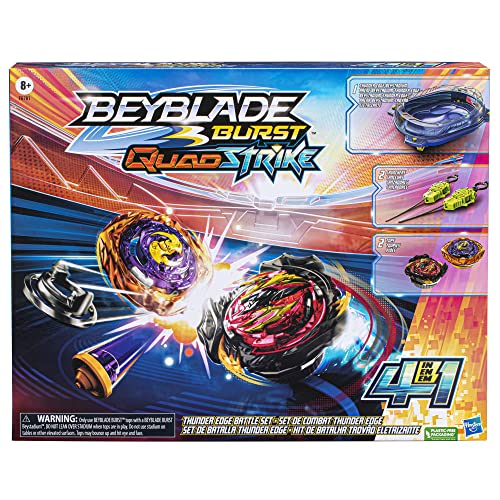 Beyblade Burst QuadStrike Thunder Edge Battle Set, Battle Game Set with Beystadium, 2 Spinning Top Toys, and 2 Launchers for Ages 8 and Up