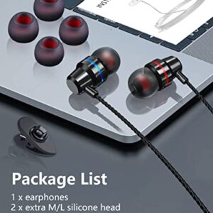 Arsvita Wired Earbuds Headphones In-Ear Noise Cancelling Ear buds with Deep Bass Stereo Sound, Volume Control,Compatible for All 3.5mm Interface Devices, Phone, Tablet, MP3, CD Player, Cassette Player