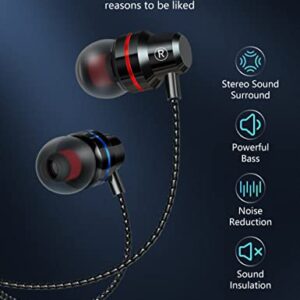 Arsvita Wired Earbuds Headphones In-Ear Noise Cancelling Ear buds with Deep Bass Stereo Sound, Volume Control,Compatible for All 3.5mm Interface Devices, Phone, Tablet, MP3, CD Player, Cassette Player