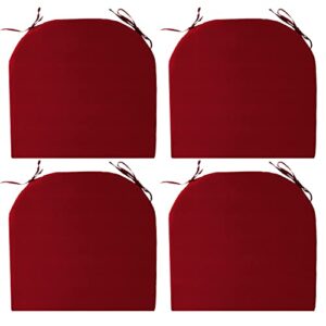 cozyide outdoor chair cushions, waterproof patio seat cushions with adjustable straps, round corner patio chair cushions for garden, burgundy, 17x16x2 inch (pack of 4)
