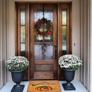 Coir Mat Natural Fade - Vinyl Backed Give Thanks Outdoor Doormats 16x24in Pumpkin Sunflowers Fall Leaves Front Porch Welcome Mats for Outside Porch Entrance