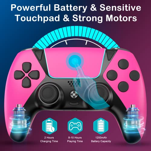 Wireless Controller Compatible with PS4 Controller,Wiv77 Ymir Pink Pa4 Controller Remote Works for Playstation 4 Controller,Gamepad/Mando/Turbo/Programming Button for PS4 Slim/Pro/Steam/PC/IOS/Android