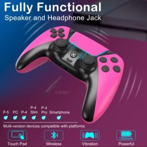 Wireless Controller Compatible with PS4 Controller,Wiv77 Ymir Pink Pa4 Controller Remote Works for Playstation 4 Controller,Gamepad/Mando/Turbo/Programming Button for PS4 Slim/Pro/Steam/PC/IOS/Android