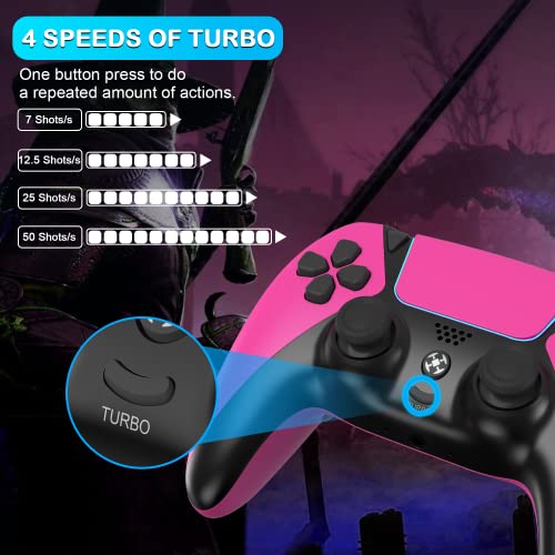 Wireless Controller Compatible with PS4 Controller,Wiv77 Ymir Pink Pa4 Controller Remote Works for Playstation 4 Controller,Gamepad/Mando/Turbo/Programming Button for PS4 Slim/Pro/Steam/PC/IOS/Android