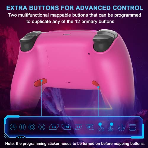 Wireless Controller Compatible with PS4 Controller,Wiv77 Ymir Pink Pa4 Controller Remote Works for Playstation 4 Controller,Gamepad/Mando/Turbo/Programming Button for PS4 Slim/Pro/Steam/PC/IOS/Android