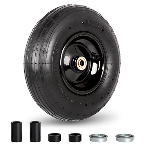 GICOOL 4.00-6 Tire and Wheel, 13" Wheelbarrow Pneumatic Tire, 5/8" & 3/4" Bearings, 1.75-6" Centered Hub,Sealed Bearings for Wheelbarrows Trolley Dolly Garden Wagon Gorilla Cart Wheel Replacement