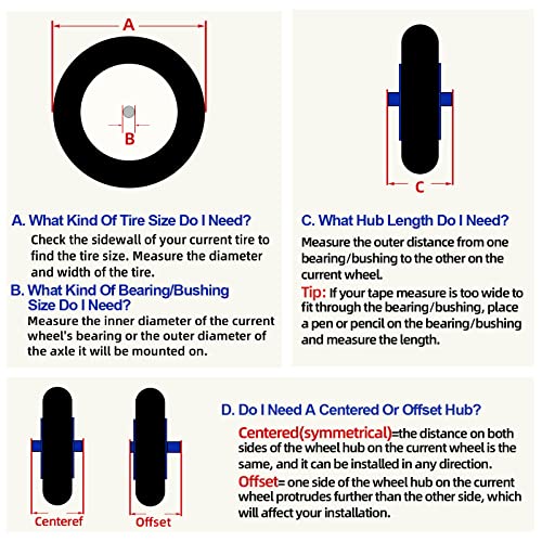 GICOOL 4.00-6 Tire and Wheel, 13" Wheelbarrow Pneumatic Tire, 5/8" & 3/4" Bearings, 1.75-6" Centered Hub,Sealed Bearings for Wheelbarrows Trolley Dolly Garden Wagon Gorilla Cart Wheel Replacement