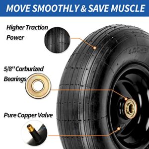 GICOOL 4.00-6 Tire and Wheel, 13" Wheelbarrow Pneumatic Tire, 5/8" & 3/4" Bearings, 1.75-6" Centered Hub,Sealed Bearings for Wheelbarrows Trolley Dolly Garden Wagon Gorilla Cart Wheel Replacement