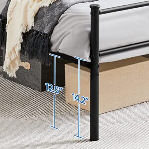 Yaheetech 13 inch King Classic Bed Metal Mattress Foundation Platform with Headboard and Footboard/No Box Spring Needed/Under Bed Storage/Strong Slat Support Black