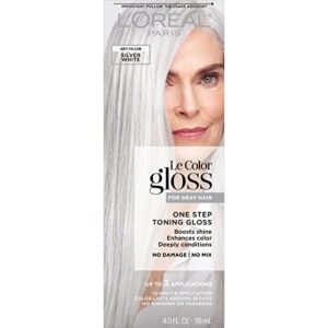 l’oréal paris le color gloss one step toning gloss, in-shower hair toner with deep conditioning treatment formula for gray hair, silver white, 1 kit, 32.626 cubic_inches