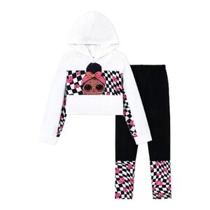 l.o.l. surprise! girls clothes hoodie and pant long sleeve stars print sweatshirt leggings girls outfits sets 2pcs black 11-12 years