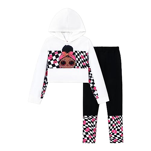 L.O.L. Surprise! Girls Clothes Hoodie and Pant Long Sleeve Stars Print Sweatshirt Leggings Girls Outfits Sets 2Pcs Black 11-12 Years