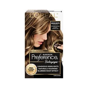 l’oréal paris superior preference balayage kit, hair dye for at-home highlighting with pro toning mask, dark blonde to light brown, 1 kit