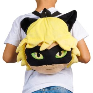 p.m.i. miraculous ladybug plush school backpack | one of two 12-inch-tall collectibles | miraculous ladybug toys and playable plush backpacks | cat noir