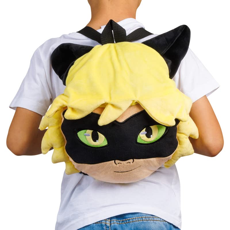 P.M.I. Miraculous Ladybug Plush School Backpack | One of Two 12-Inch-Tall Collectibles | Miraculous Ladybug Toys and Playable Plush Backpacks | Cat Noir