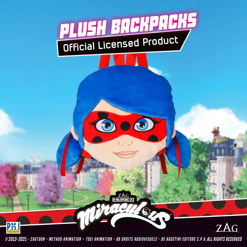 P.M.I. Miraculous Ladybug Plush School Backpack | One of Two 12-Inch-Tall Collectibles | Miraculous Ladybug Toys and Playable Plush Backpacks | Miraculous Ladybug