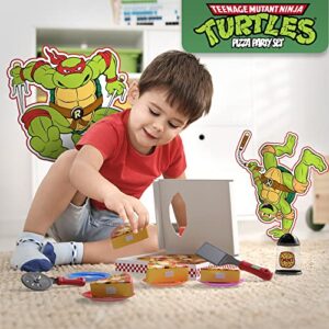 Kids Pizza Toy Set, Pretend Kitchen Play Food, Slice & Serve Toy Pizza with Box, Pie Cutter & Fake Condiments