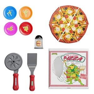 Kids Pizza Toy Set, Pretend Kitchen Play Food, Slice & Serve Toy Pizza with Box, Pie Cutter & Fake Condiments