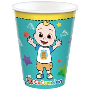 Cocomelon Party Supplies Pack Serves 16: Cocomelon Birthday Party Supplies, Cocomelon Plates Napkins Cups Table Cover and Hanging Swirl Decorations with Birthday Candles (Bundle for 16)