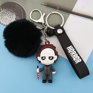 CEMMY XU Women Men Halloween Keychain Horror Movie Keychains Small Bell for Party Favor Key-304