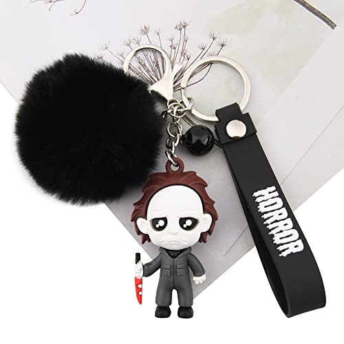 CEMMY XU Women Men Halloween Keychain Horror Movie Keychains Small Bell for Party Favor Key-304