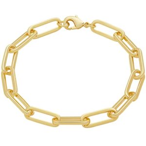 amazon essentials 14k gold plated chunky chain link bracelet 7.5", yellow gold
