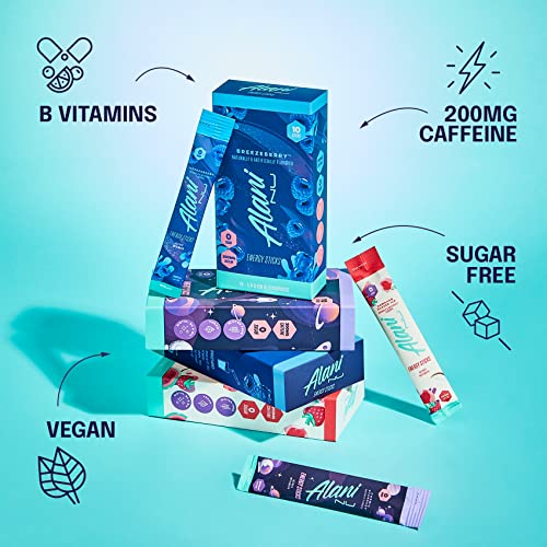 Alani Nu Energy Stick Packets, Activate with Water, 200mg Caffeine, Zero Sugar, 30mcg Biotin, Formulated with Amino Acids Like L-Theanine to Prevent Crashing, Hawaiian Shaved Ice, 10 Sticks Per Pack