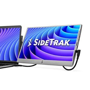 sidetrak swivel 14” patented attachable portable monitor for laptop | fhd tft usb laptop dual screen | mac, pc & chrome compatible | fits all laptops | powered by usb-c or mini hdmi (dark gray)
