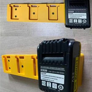 SZWJT-LV Battery Rack Compatible DeWalt 20V Battery Holder, Mount 4 Slot Bulk Battery Garage Tool, Dewallt 20v Tools, Wall Display Hook Holder (Yellow-1pc)
