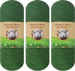 3-pack sheep wool worsted yarn for knitting and crocheting 300 grams of lamb sheep's wool