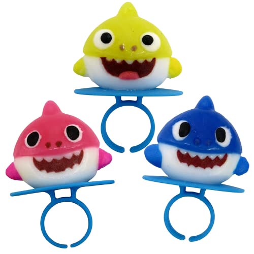 Imaginings 3 Baby Shark Lollipop Rings, Individually Wrapped Birthday Party Favors, Character Shaped Assorted Fruit Flavored Lollipops, Candy Goody Bag Fillers, 18 Rings