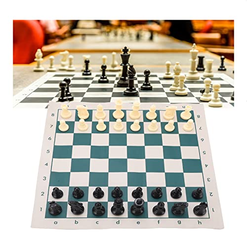 YEmirth Portable Chess & Checkers Set, 2 in 1 Travel Board Games for Kids and Adults, Folding Roll up Chess Game Sets,Tournament Thick Mousepad Mat with Storage Bag