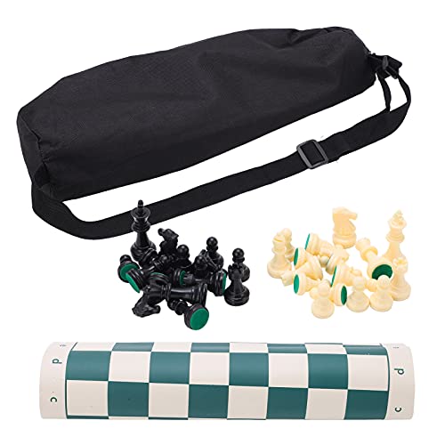 YEmirth Portable Chess & Checkers Set, 2 in 1 Travel Board Games for Kids and Adults, Folding Roll up Chess Game Sets,Tournament Thick Mousepad Mat with Storage Bag