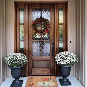 Coir Door Mat Natural Fade - Vinyl Backed Welcome Halloween Fall Summer Door Mat 16x24in Fall Floral Flowers Jars Sunflowers Pumpkins Houses Doormat Home Entryway Farmhouse Decor