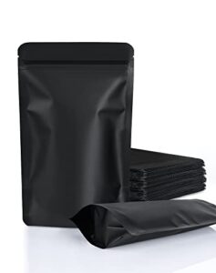 100 pack resealable stand up bags,smell proof pouch sealable foil pouch bags for packaging (black, 4.7" x 7.9")