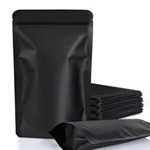 100 Pack Resealable Stand Up Bags,Smell Proof Pouch Sealable Foil Pouch Bags for Packaging (Black, 4.7" x 7.9")