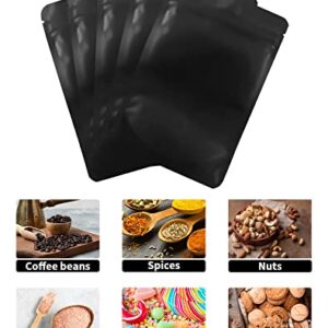 100 Pack Resealable Stand Up Bags,Smell Proof Pouch Sealable Foil Pouch Bags for Packaging (Black, 4.7" x 7.9")