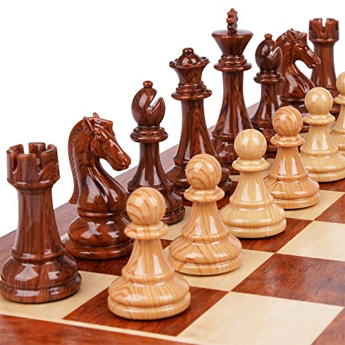 2 in 1 Acrylic+Metal Chess and Checkers Game Set- Travel Portable Chess Set for Adults & Kids Including 24 Wooden Checkers, Complete Chess Pieces Folding Wooden Chess Board Set - Durable Chess Sets