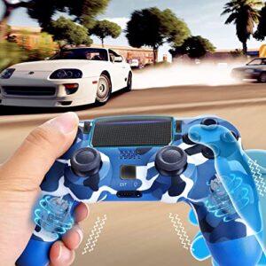 AUGEX Wireless Controller for PS4 Controller, Blue Camo Gamepad Compatible with Playstation 4 Controllers, Game Remote for PS4 Controller Pro with Joystick/Mando