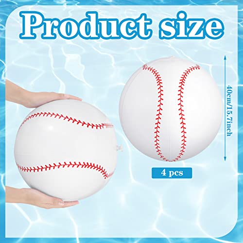 16 Inch Inflatable Baseball Beach Float Baseball Toys Inflatable Baseball Party Favors Blow up Sport Pool Balls for Kids Sports Pool Game Party Supplies (4 Pieces)